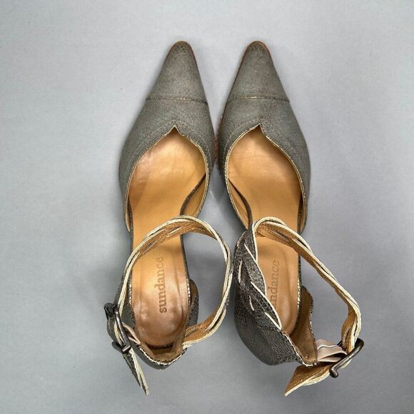 Sundance Women's Size 7.5 Woven Ankle Wrap Pointed Toe Heel - Picture 8 of 13